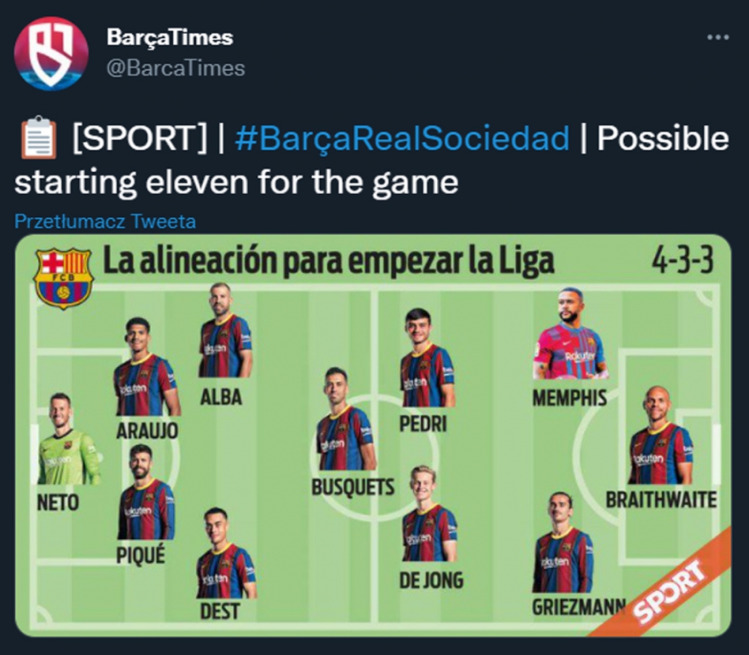 PRZEWIDYWANY skład Barcelony na mecz z Realem Sociedad!